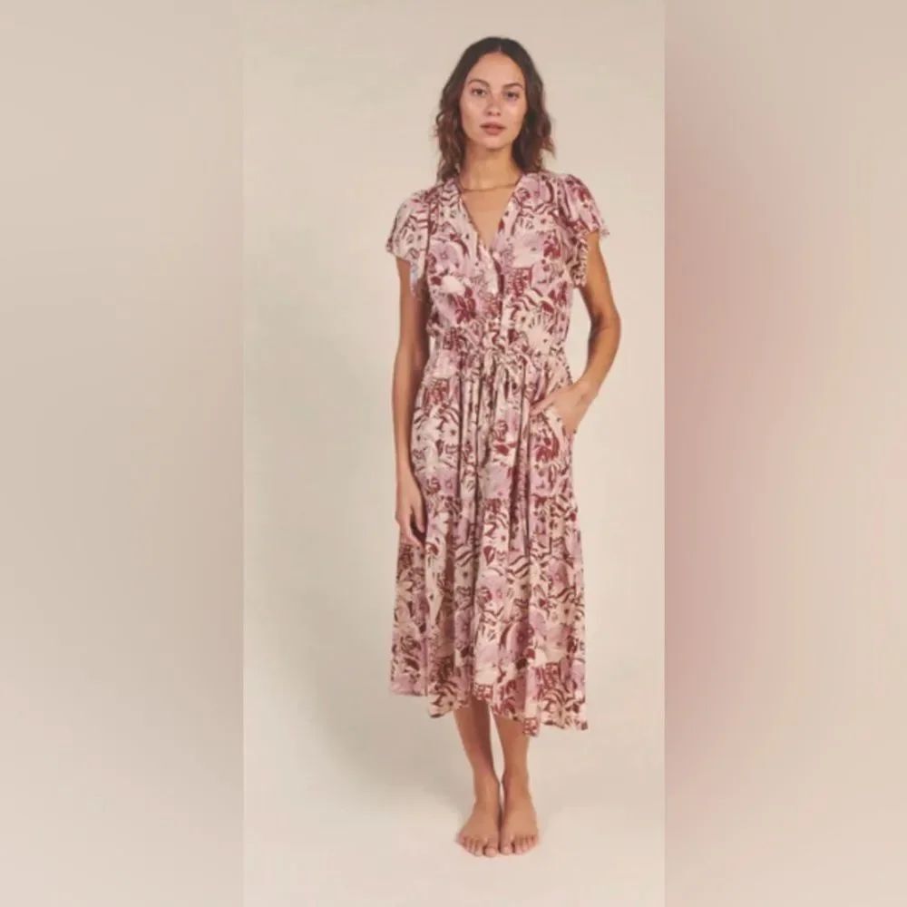 Trovata birds of paradise Kristi dress canela palm XS